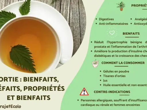 Tisane d'ortie : bienfaits, propriétés et contre-indications. Attention, tisane ortie danger pour personnes allergiques, cardiaques, rénales et femmes enceintes.