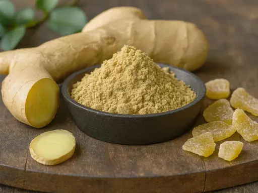 Gingembre frais, en poudre et confit, des formes variées de ce rhizome aux propriétés gingembre anti inflammatoire reconnues.
