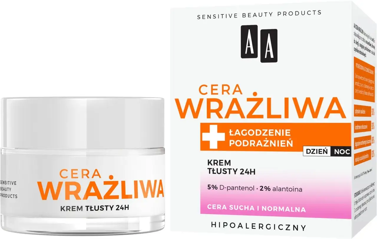 Cr&egrave;me visage AA Cera Wrażliwa, apaisant les irritations. Contient 2% d'allanto&iuml;ne, id&eacute;ale pour peaux sensibles.