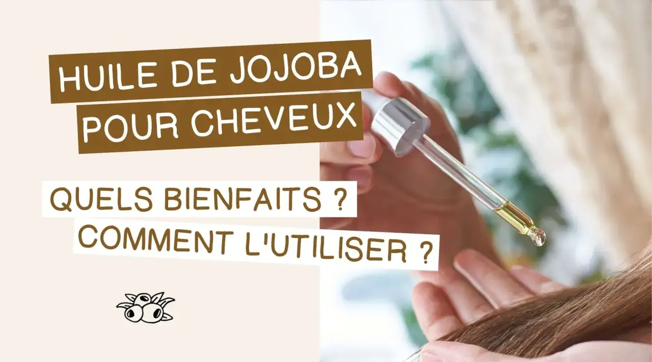 Huile de jojoba pour cheveux : quels bienfaits ? Une main applique l'huile avec une pipette sur une mèche de cheveux.